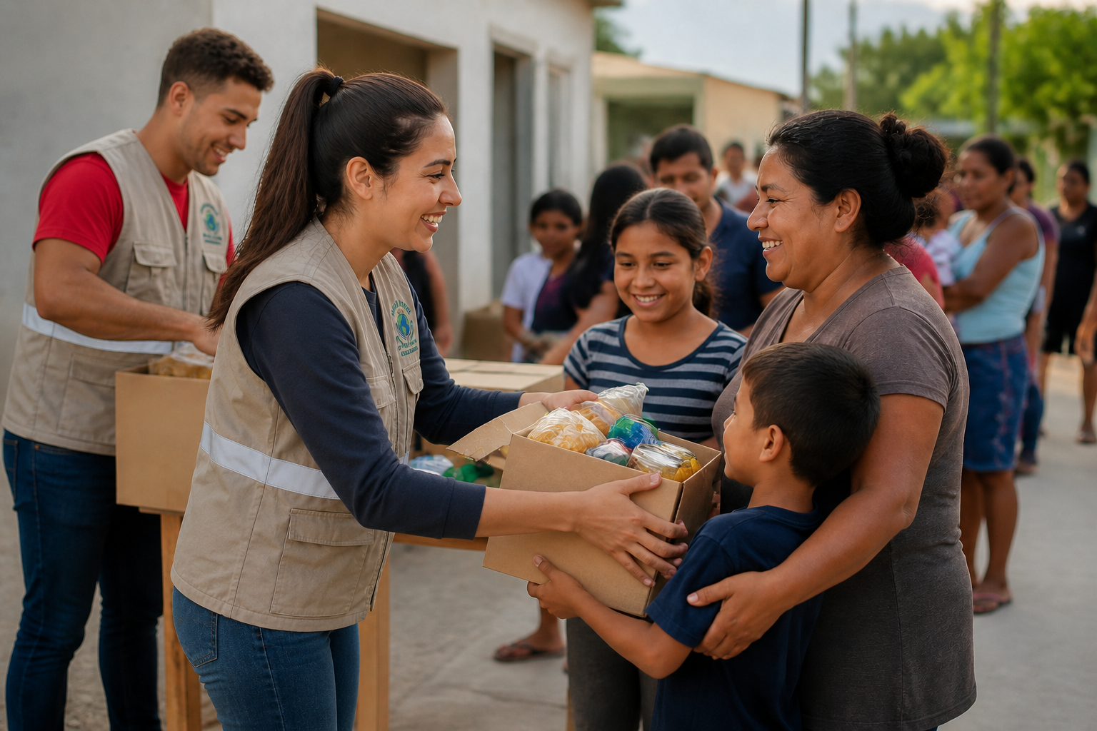 Voluntaria enseñando a niños de La Dorada Ranch